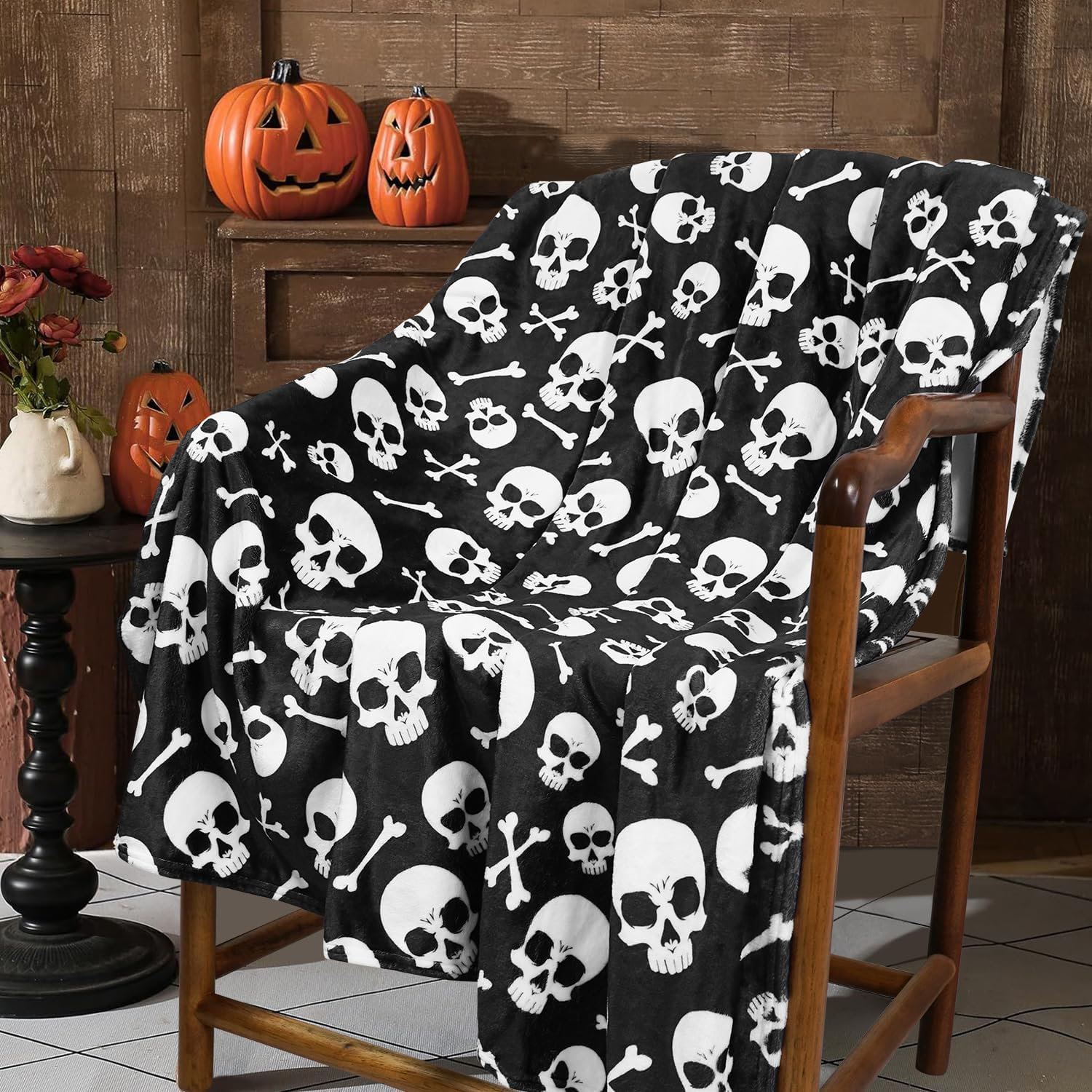 Halloween high quality Spooky Skull Throw Blanket